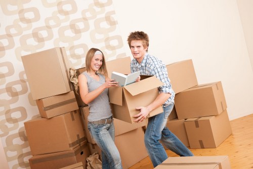 Home moving supplies and labeled boxes ready for a Hornchurch move
